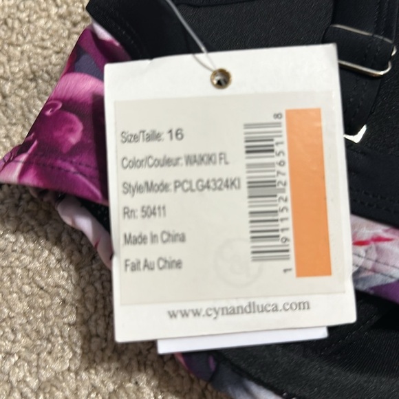 Cyn & Luca Floral Bikini Top Size 16W NWT Underwire Beach Pool - Picture 4 of 6